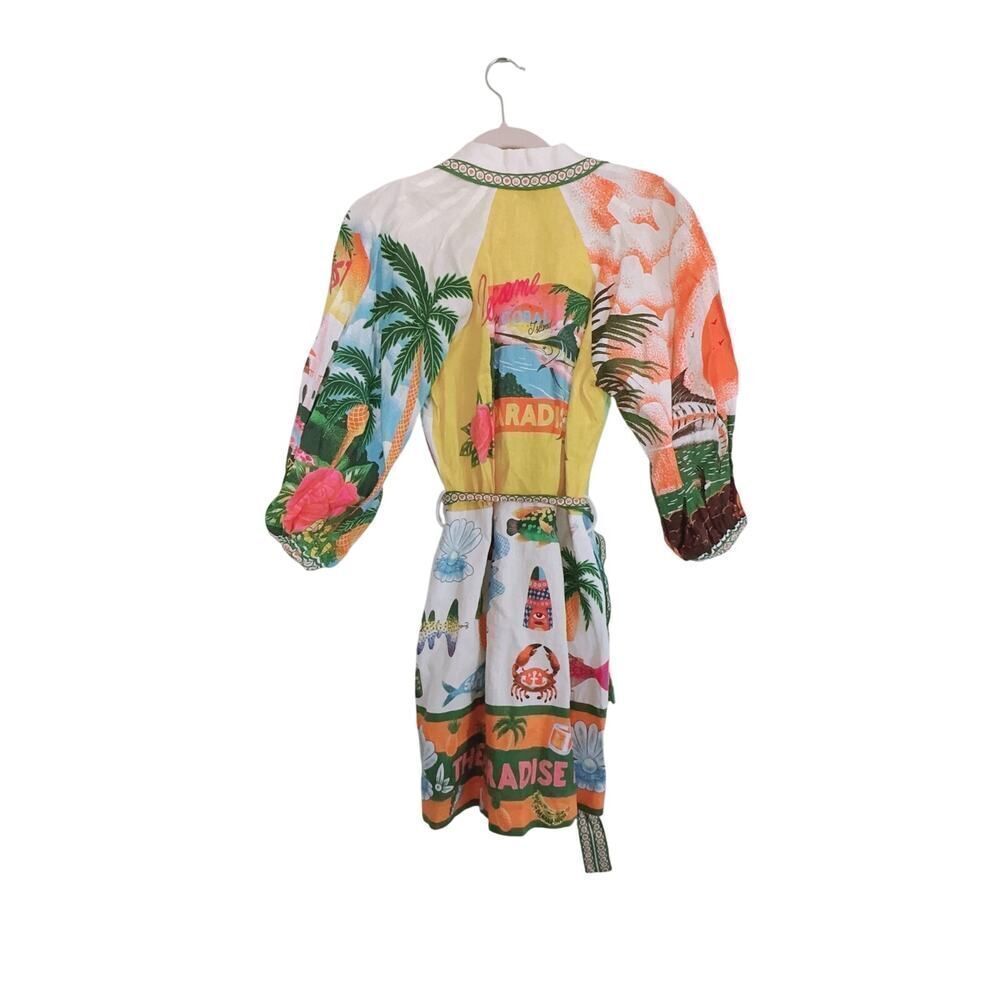 ALEMAIS Paradiso Printed Linen Mini Dress AU6/US2 - Picture 11 of 12